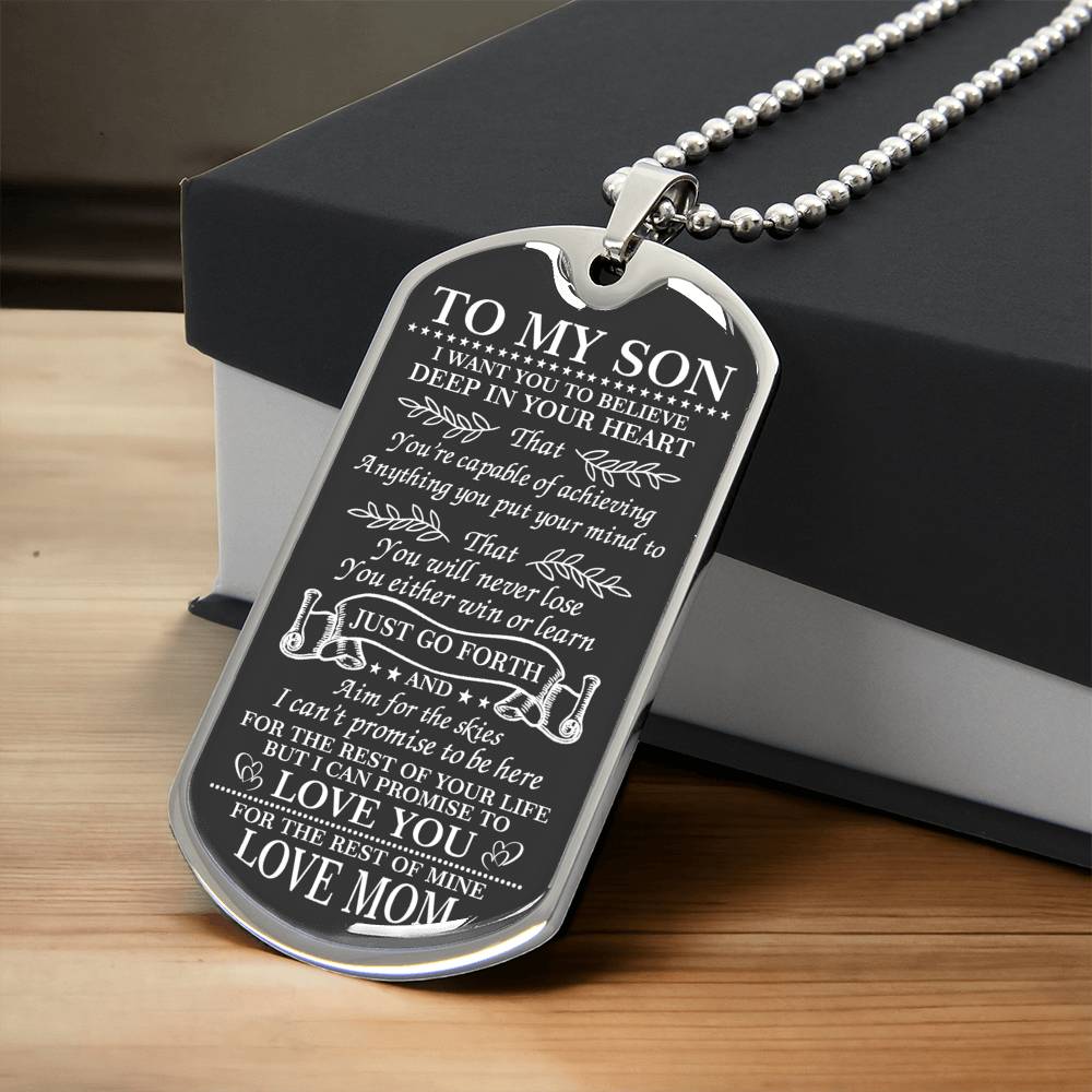 Mom To Son Dog Tag - Just Go Forth - Army Tag Necklace, Dog Tag