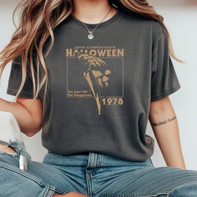 Unisex Vintage T-Shirt 1978 Halloween Michael Myers Horror Movie Graphic T-Shirt Soft Cotton Fit Retro Scary Fan