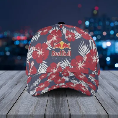Baseball Cap Red Bull Racing F1 Aloha Hawaiian Print Hibiscus Tropical Summer Adjustable Snapback Hat Baseball Cap