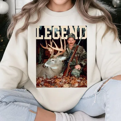 Old Row Dale Earnhardt Buck Hunter Sweatshirt – Vintage Legend Letter Print Sweatshirt, Graphic Menswear Top For Racing & Hunting Fans Sweatshirt Streetwear
