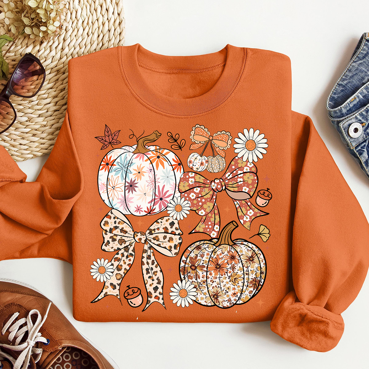 Floral Pumpkin Fall Sweatshirt – Sublimation Autumn Pullover