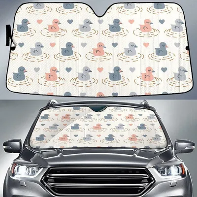 Sleeping Ducky At Lake White Theme Car Sun Shades Cover Auto Windshield PrintSyde