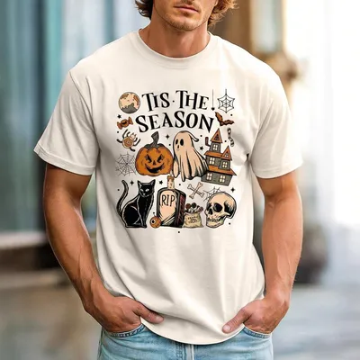 Tis the Season Halloween T-shirt – Vintage Ghost & Pumpkin Retro Spooky Graphic Tee