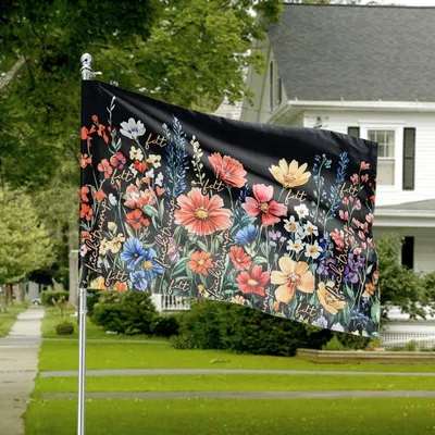 Wildflower Protest Flag, Colorful Floral Political Art Banner, Feminist Equality Freedom House Flag, Boho Botanical Yard Decor Horizontal House Flag