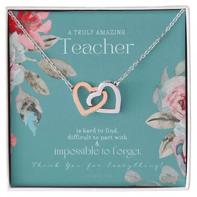 Teacher Gift Gift For Teacher Necklace A Truly Amazing Teacher Appreciation Gift Interlocking Hearts Necklace