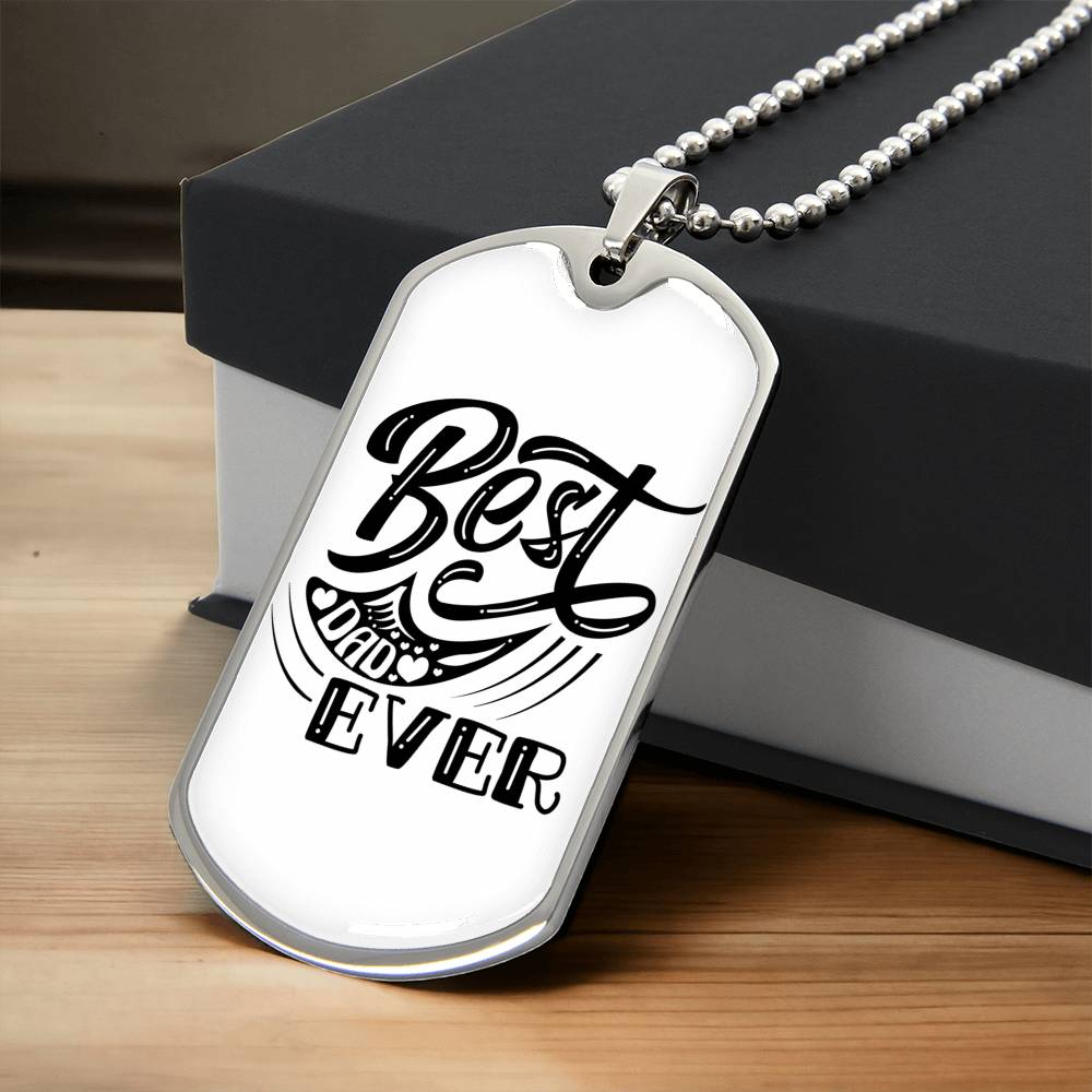 Best Dad Ever Dog Tag Military Chain - Army Tag Necklace, Dog Tag