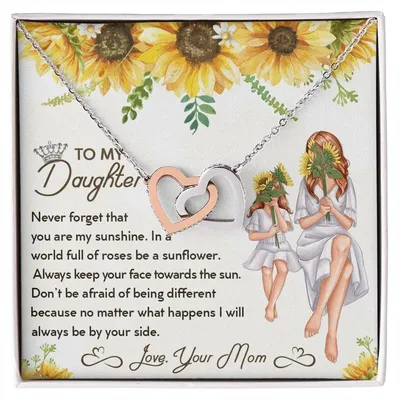 To My Daughter - Unique Interlocking Hearts Binding Necklace Gift Set Interlocking Hearts Necklace