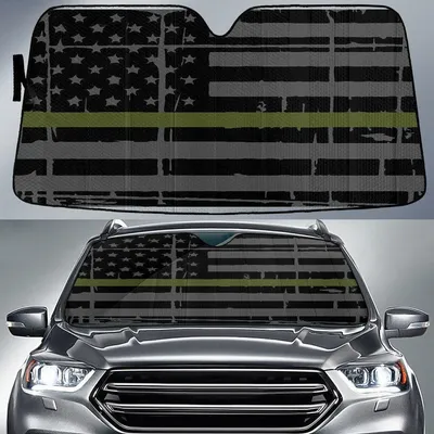Thin Green American Flag Printed Car Sun Shade Cover Auto Windshield PrintSyde