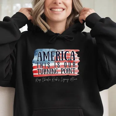Charlie Kirk This Is The Turning Point Hoodie America First Patriotic Hoodie Conservative Libertarian Freedom Top Pro