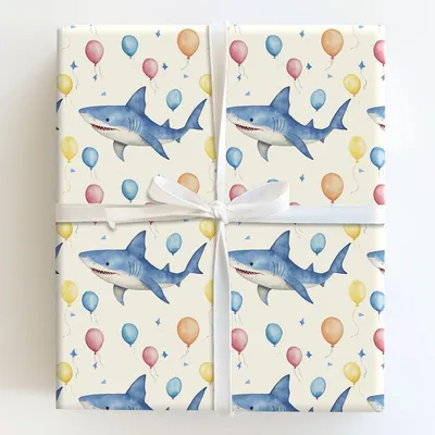 Shark Sweet Surprise - Gift Wrap for Christmas, Holidays Wrapping Paper, Christmas Wrapping Paper