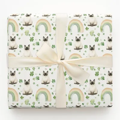 Rainbows with the Siamese - Gift Wrap for Christmas, Holidays Wrapping Paper, Christmas Wrapping Paper