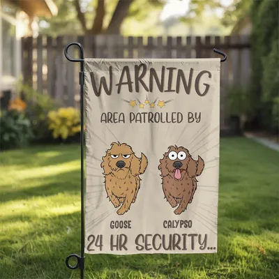 Funny Dog Security Garden Flag  Warning Area Patrolled By Dogs,  House Flag Decoration Vertical Garden Flag