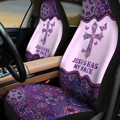 Jesus Has My Back Car Seat Covers, Front Car Seat Cover For Women Men