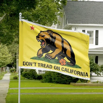 Don’T Tread On California ,California Bear Flag Modern Liberty Design State Pride Parody Political Expression Wall Art Decor Horizontal House Flag
