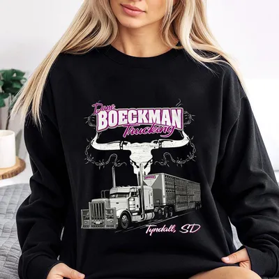 Livestock Hauler Trucking Sweatshirt Western Skull Graphic Chrome Semi Trailer And Tyndall Sd Text Gift For Cattle Haulers