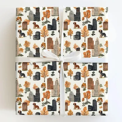 City with the Boykin Spaniels - Gift Wrap for Christmas, Holidays Wrapping Paper, Christmas Wrapping Paper