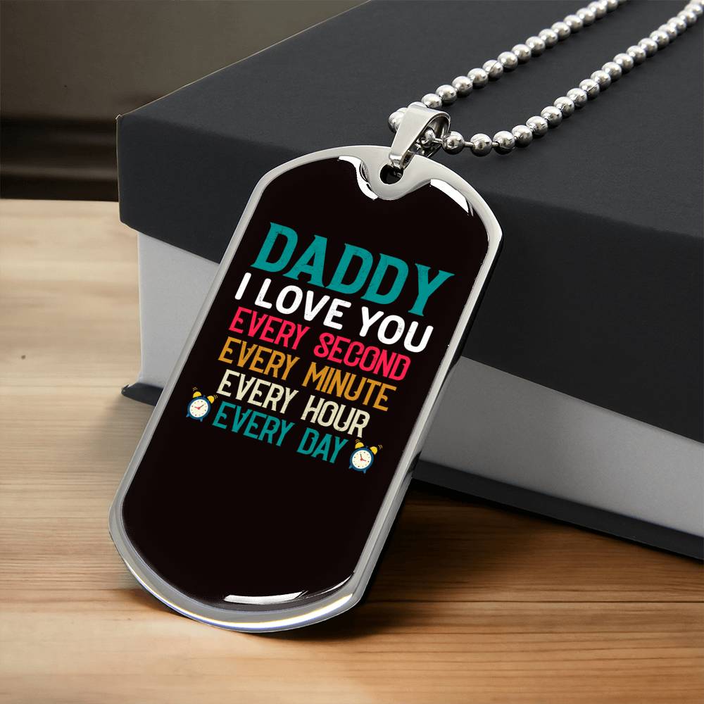 Gift For Dad From Daughter Daddy I Love You.... Unique Gifts For Dad - Army Tag Necklace, Dog Tag