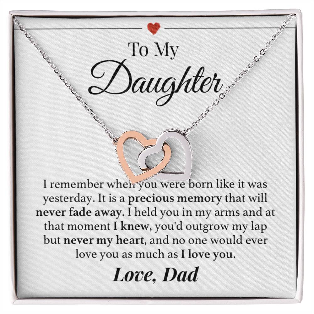 Never Outgrow My Heart Dad Daughter Necklace Interlocking Hearts Necklace