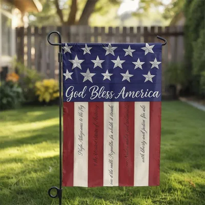 God Bless America Garden Flag, Patriotic Usa Flag Banner With Pledge Of Allegiance And Stars, Outdoor Yard Decor For Independence Day Vertical Garden Flag