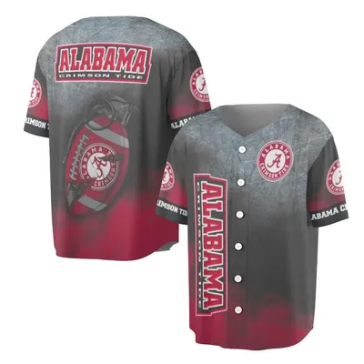 Roll Tide Baseball Jersey, Alabama Crimson Fan, Unique Football Graphic, Game Day Wear, Red Black Gray, Us College Sports Baseball Jersey