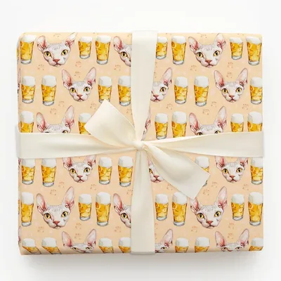 Brews with the Sphynx - Gift Wrap for Christmas, Holidays Wrapping Paper, Christmas Wrapping Paper