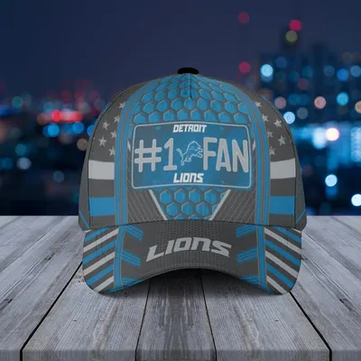 Baseball Cap Detroit Lions, Number 1 Fan Honeycomb Nfl Hat Baseball Cap