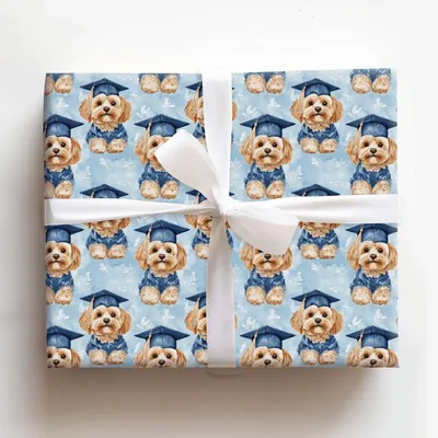 Cavapaws and Caps - Gift Wrap for Christmas, Holidays Wrapping Paper, Christmas Wrapping Paper