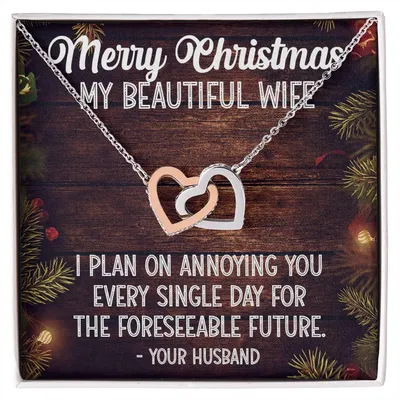 Christmas Gift For Wife Interlocking Hearts Necklace