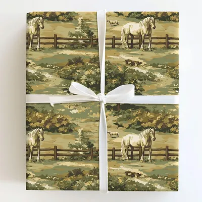 Mustang Morning - Gift Wrap for Christmas, Holidays Wrapping Paper, Christmas Wrapping Paper