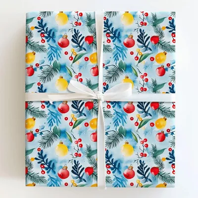 Charlottes Blue Christmas - Gift Wrap for Christmas, Holidays Wrapping Paper, Christmas Wrapping Paper