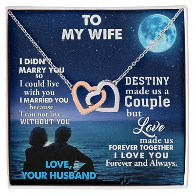Heartto My Wife Necklace Anniversary Gift For Wife Birthday Gift For Wife Gift For Wife Necklace For Wife Gift For Wife Birthday Interlocking Hearts Necklace