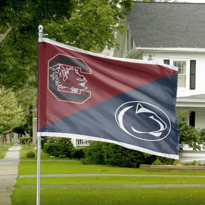 House Divided Nittany Lions Gamecocks Horizontal House Flag, Penn State South Carolina Ncaa Football Banner Horizontal House Flag