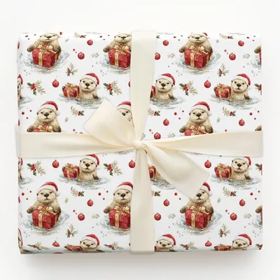Garrett Otter - Gift Wrap for Christmas, Holidays Wrapping Paper, Christmas Wrapping Paper