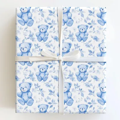 Teddy in Toileville - Gift Wrap for Christmas, Holidays Wrapping Paper, Christmas Wrapping Paper