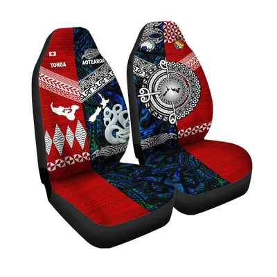 New Zealand And Tonga Car Seat Cover Together Blue