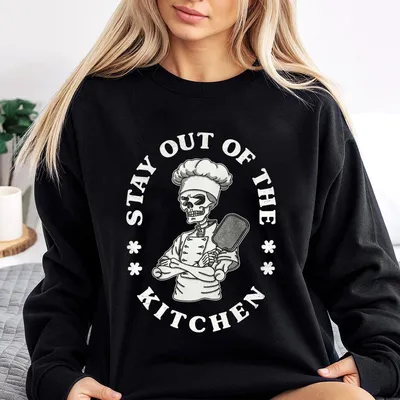 Stay Out Of The Kitchen Pickleball Sweatshirt Pickleballer Sweatshirt Pickle Ball Gift Funny Pickleball Sweatshirt Skeleton Sweatshirt