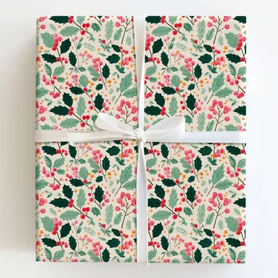 Holly Sprigs - Gift Wrap for Christmas, Holidays Wrapping Paper, Christmas Wrapping Paper