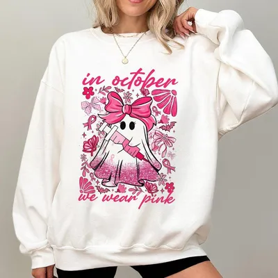 Nurse Spooky Sweatshirt Coquette Nurse Sweatshirt In October We Wear Pink Sweatshirt Pink Ghost Sweatshirt Rn Medical Nursing Sweatshirt