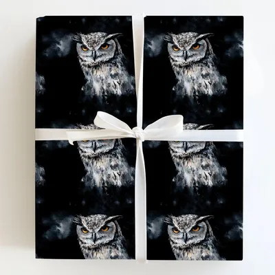 Hoot Charcoal - Gift Wrap for Christmas, Holidays Wrapping Paper, Christmas Wrapping Paper