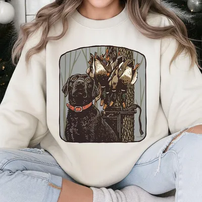 Black Lab Duck Hunting Sweatshirt, Mallard Retriever Sweatshirt For Fall Camo Sweatshirt, Outdoor Waterfowl Hunting Apparel
