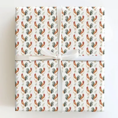 Rooster Time - Gift Wrap for Christmas, Holidays Wrapping Paper, Christmas Wrapping Paper