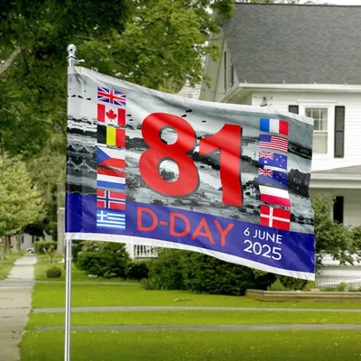 D-Day 81st Anniversary Allied Nations House Flag June 6th Commemoration Decor Horizontal House Flag