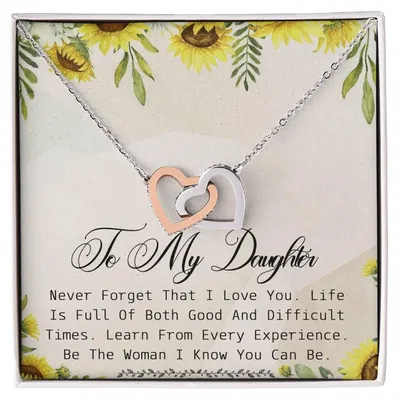 To My Daughter Interlocking Hearts Necklace Message Card