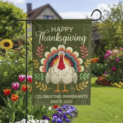 Thanksgiving Immigrant Turkey Vertical Garden, Historical Celebration Planter Vertical Garden Flag