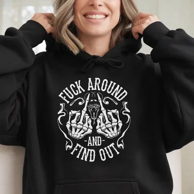 Gen X Gen X Hoodie Bold Skull And Fist Design With F Ck Around And Find Out Text,Unisex,Comfortable Fit For Men Classic Menswear