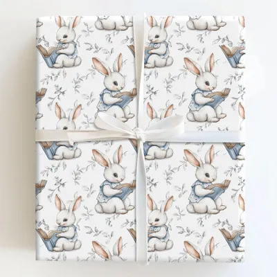 The Reading Hare - Gift Wrap for Christmas, Holidays Wrapping Paper, Christmas Wrapping Paper
