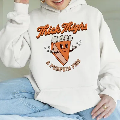Thick Thighs Vintage Gym Hoodie Thanksgiving Hoodie Vintage Hoodie Conton Gym Hoodie Women
