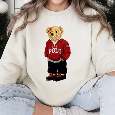 Polo Bear Graphic Sweatshirt Trendy Casual Unisex Streetwear Style Perfect For Everyday Stylish And Fashionable