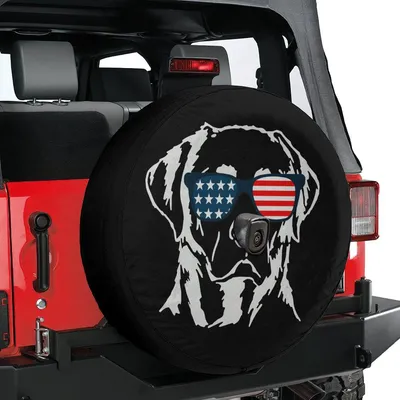 Spare Tire Cover, Labrador Tire Cover, Car Accessories For Girl, Dog Spare Tire Cover, American Flag Labrador Spare Tire Cover