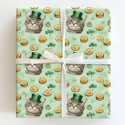 Golden with the American Wirehair - Gift Wrap for Christmas, Holidays Wrapping Paper, Christmas Wrapping Paper
